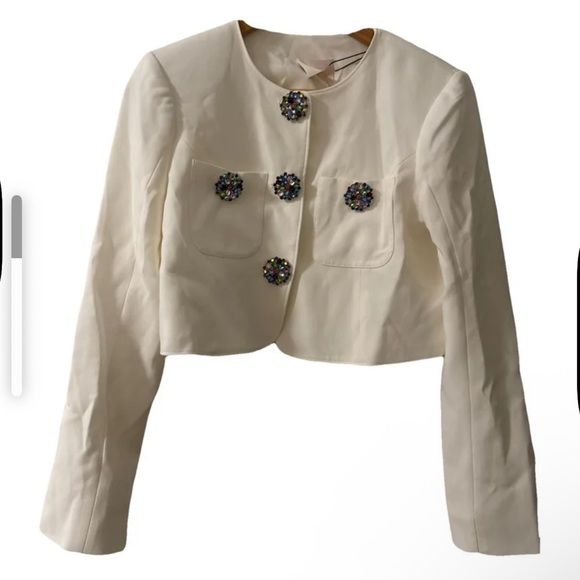 Cinq à Sept Cream Blazer with Colorful Embellishments - Picture 2 of 3